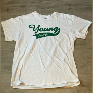 White and green vintage graphic tee